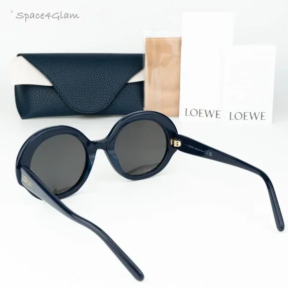 BRAND NEW Loewe LW40135I SLIM 90A Shiny Blue Smoke Round Women Sunglasses